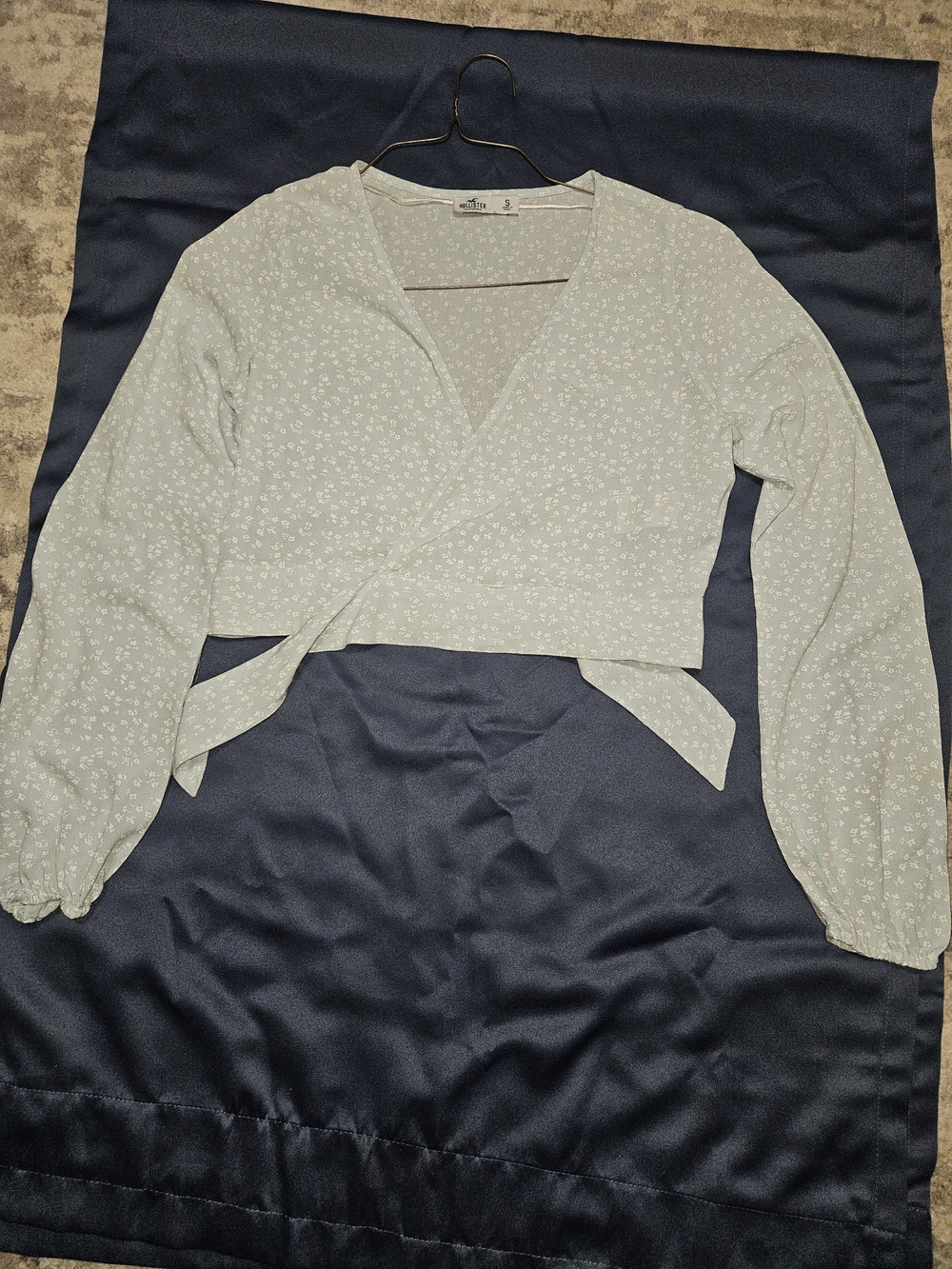 Hollister Pale Blue Floral Wrap Crop Top